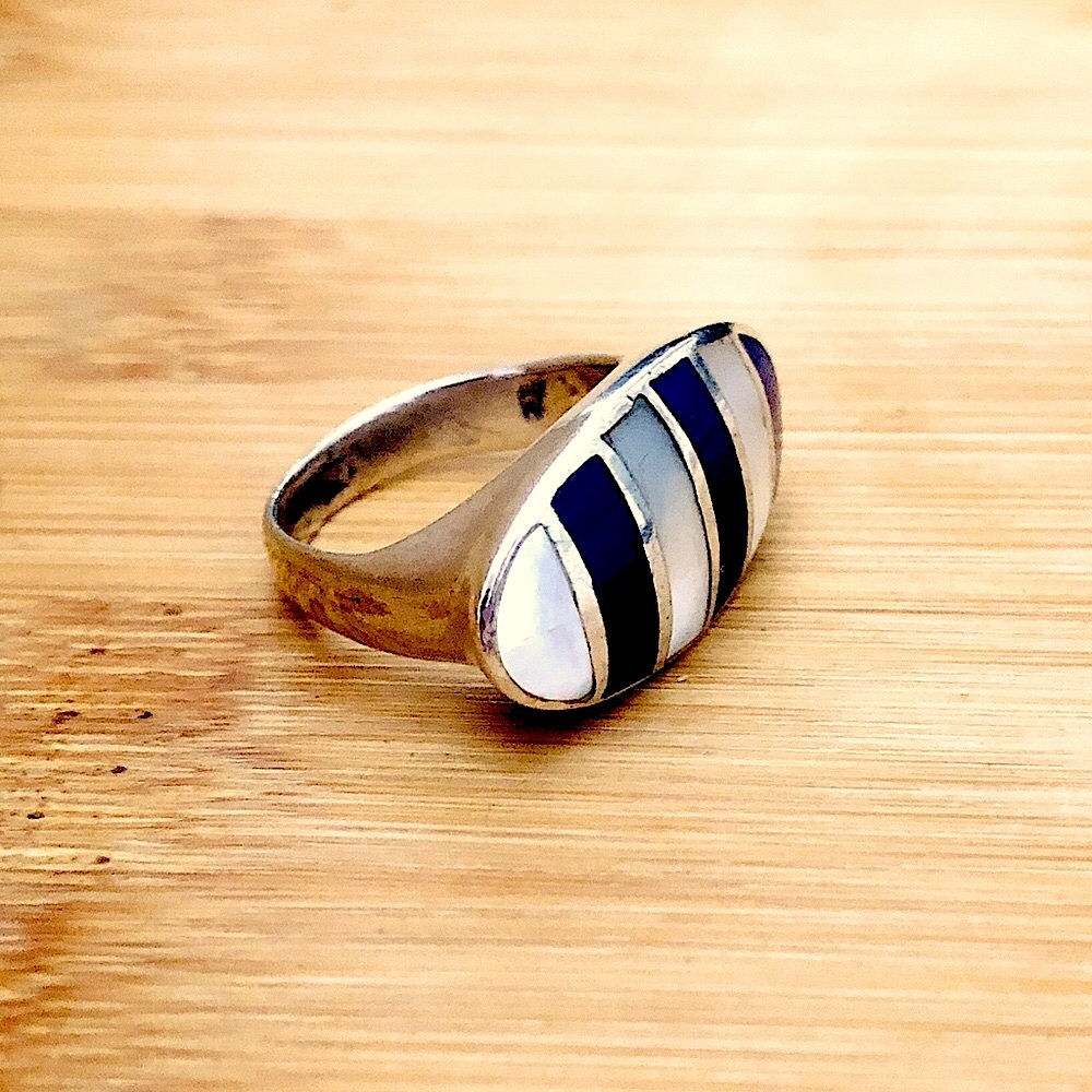 $78  Southwest Estate Ring  Sterling  Well Marked  LM or (ML & RF) 925  Size 6